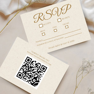 Elégante carte RSVP de mariage Gold Script