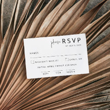 Elégante carte RSVP de mariage noir et blanc