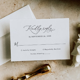 Elégante carte Rsvp de mariage noir et blanc