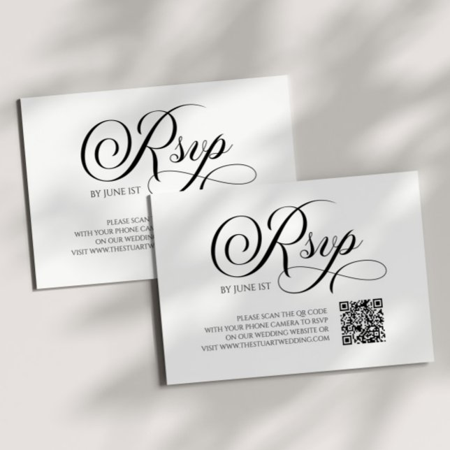 Élégante carte RSVP de mariage QR classique (Créateur téléchargé)