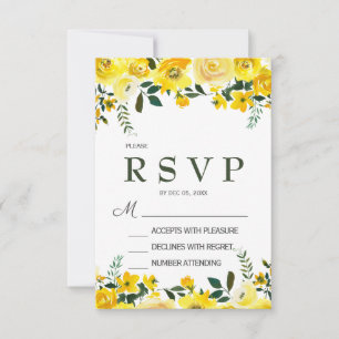 Elégante carte RSVP de mariage rose jaune