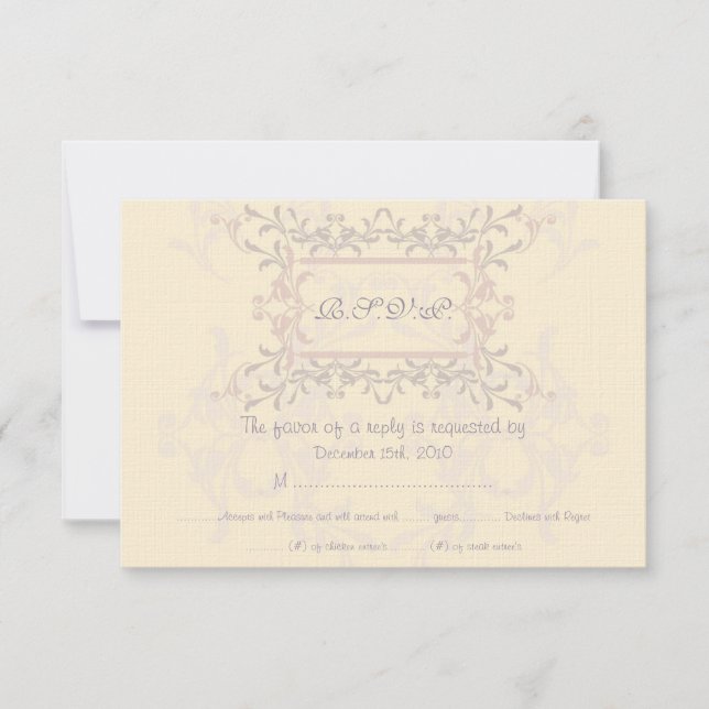 Élégante carte RSVP de mariage violet (Devant)