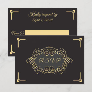 Elégante carte RSVP de réception Art Déco
