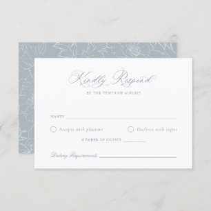Elégante carte RSVP Dusty Blue Floral