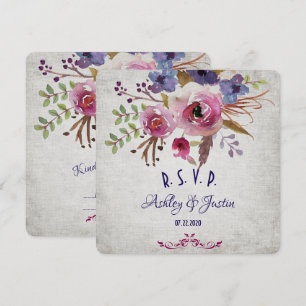 Elégante carte RSVP Fleurs d'aquarelle de mariage