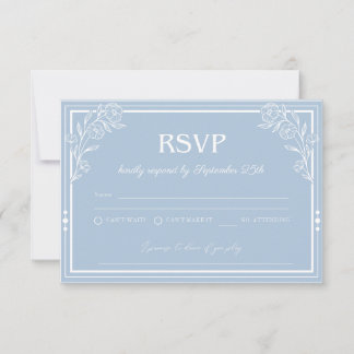 Elégante carte RSVP Floral Bleu