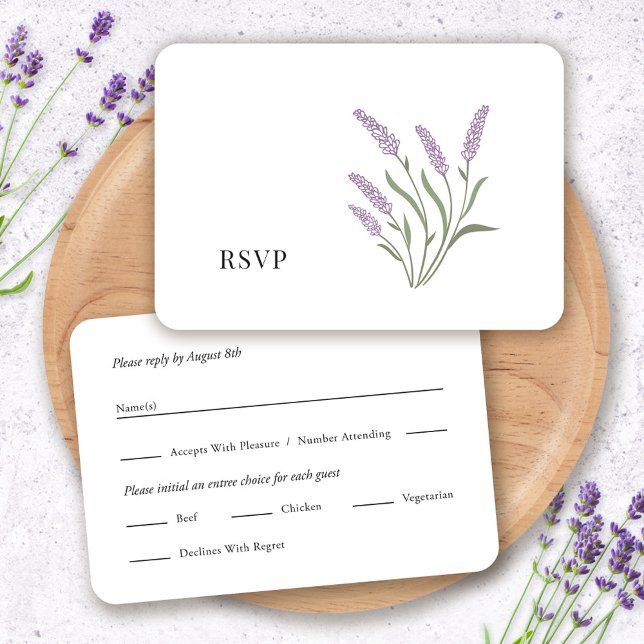 Élégante carte RSVP florale Lavender (Elegant Lavender Floral RSVP Card by Fiesta Valley Print)