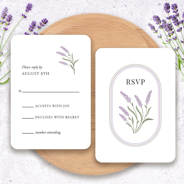 Élégante carte RSVP florale Lavender (Elegant Lavender Floral RSVP Card by Fiesta Valley Print)