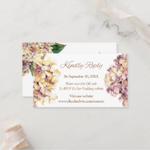 Élégante carte RSVP Hydrangea Rustique violet