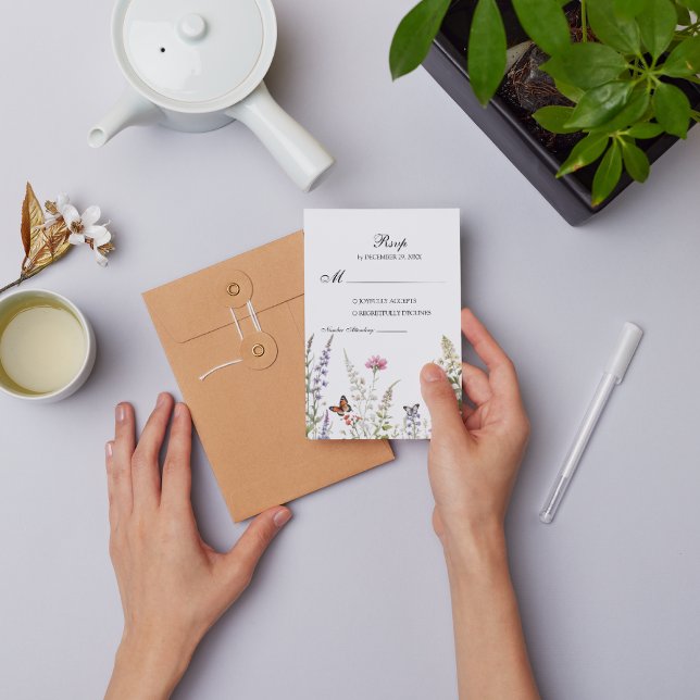 Élégante carte RSVP Lavande & Fleurs sauvages Bloo (Créateur téléchargé)