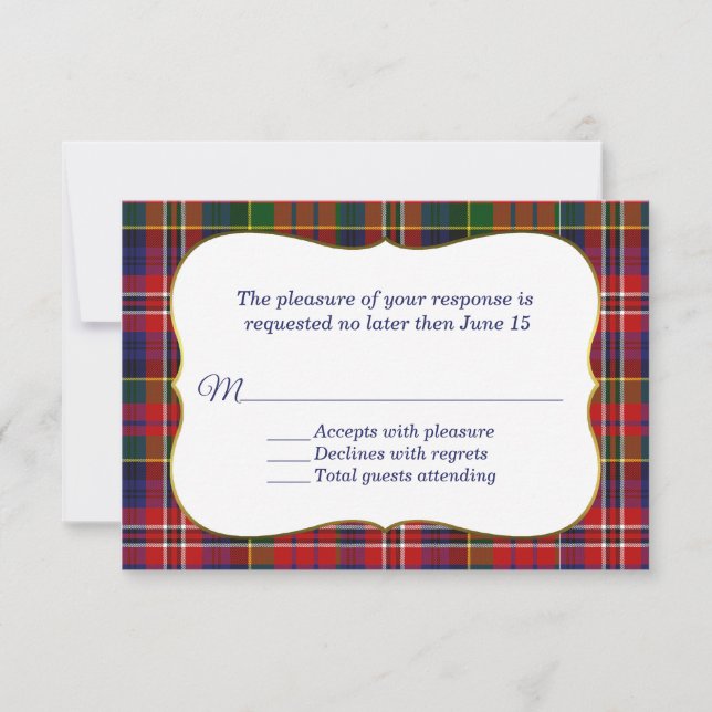 Elégante carte RSVP MacPherson Tartan Plaid (Devant)