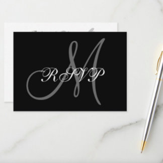 Elégante carte RSVP mariage avec Monogramme