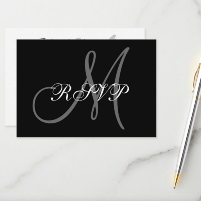 Elégante carte RSVP mariage avec Monogramme (Créateur téléchargé)