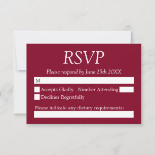 Elégante carte RSVP Mariage Bourgogne