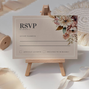 Elégante carte RSVP Mariage de automne Floral Aqua
