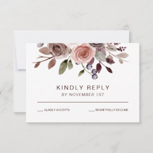 Elégante carte RSVP Mariage de automne floral bord
