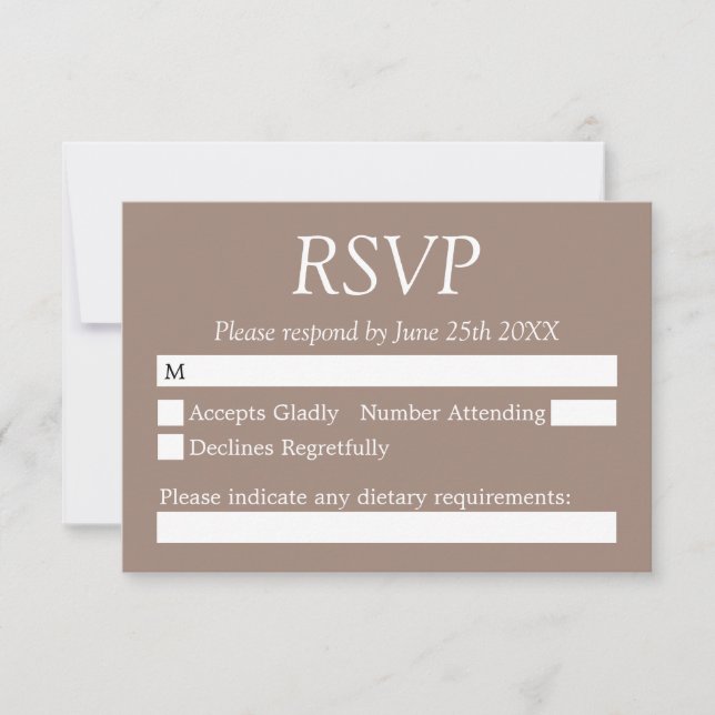 Elégante carte RSVP mariage élégant (Devant)