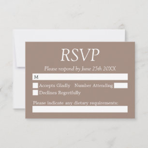Elégante carte RSVP mariage élégant