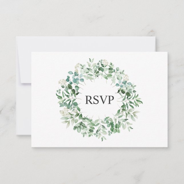 Elégante carte RSVP mariage Eucalyptus (Devant)