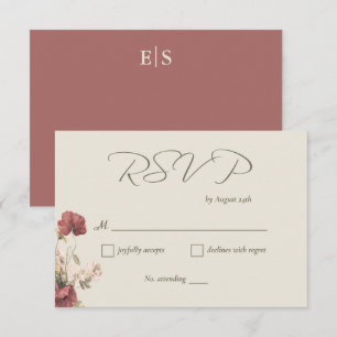 Elégante carte RSVP mariage Fleur sauvage Watercol