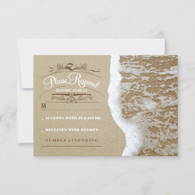 Elégante carte RSVP mariage plage (Devant)