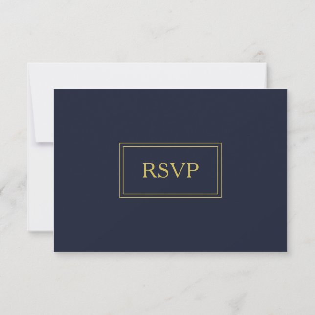 Elégante carte RSVP marine & Gold Script (Dos)