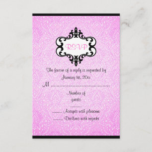 Elégante carte RSVP rose et noir Chic Damask