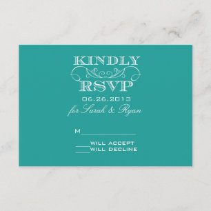 Elégante carte RSVP Turquoise