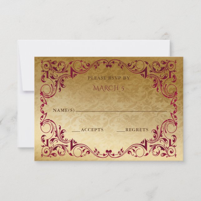 Elégante carte RSVP Vintage Rose Or (Devant)