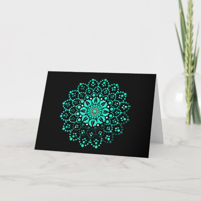 Élégante carte Turquoise Mandala Blank Note Card (Devant)