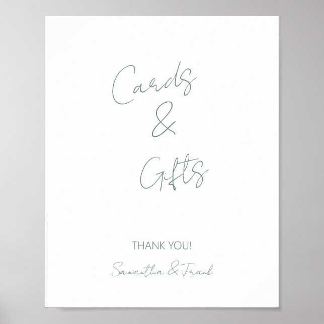 Élégante carte verte Sage et affiche cadeau (Devant)