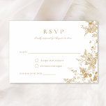 Elégante carte Vintage florale or RSVP<br><div class="desc">Elégante carte RSVP Botanique Botanique Dorée de Mariage Floral. Faire-part de mariage vintage d'illustration botanique Modèle RSVP. Carte de réponse romantique de luxe Mariage. Carte RSVP Gold de l'ornement floral victorien</div>