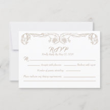 Elégante carte Vintage RSVP - Green Rose Filigree
