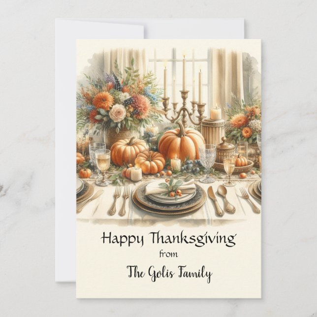 Elégante carte Vintage Thanksgiving Holiday Flat C (Devant)
