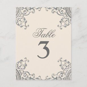 Elégante Cartes de table Mariage beige argent