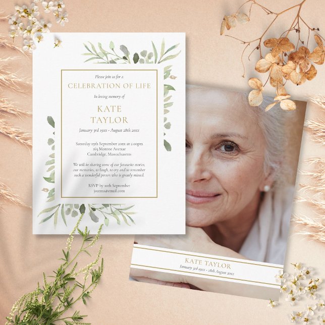 Élégante célébration de la vie Photo Invitation (Créateur téléchargé)