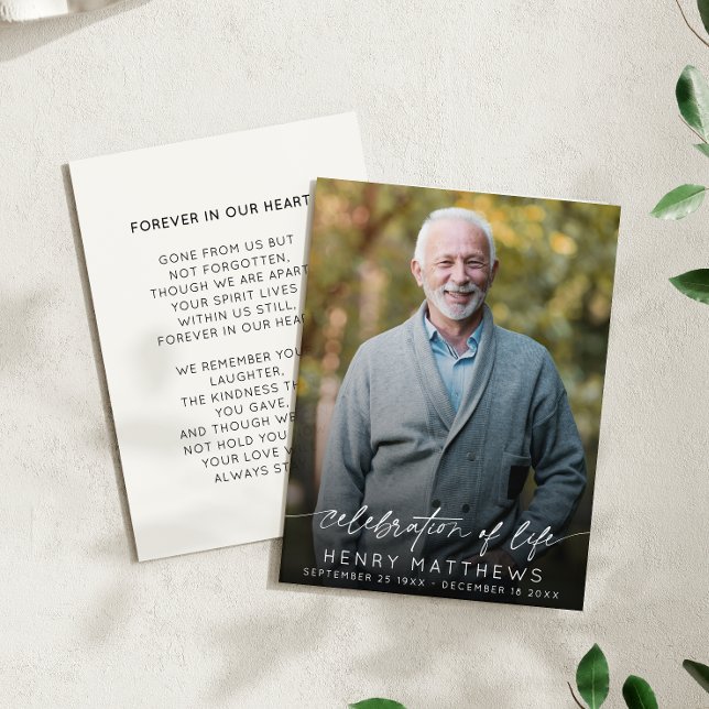 Élégante célébration de la vie Script photo Funéra (Créateur téléchargé)