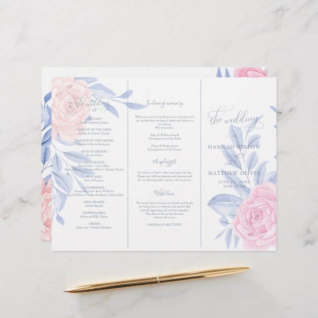 Élégante cérémonie minimaliste de Mariage rose ros (Devant/Arrière en situation)