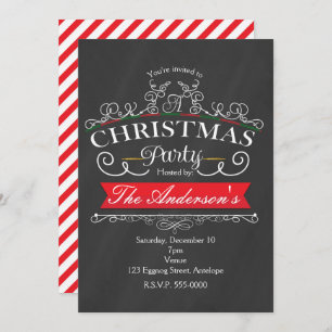 Élégante Chalk Noël Fête Invitations