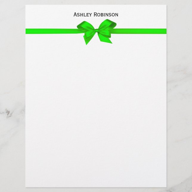 Élégante chaux Bow satiné vert sur enveloppe blanc (Devant)