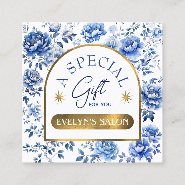 Élégante chinoiserie bleu fleurs carte cadeau (Devant)