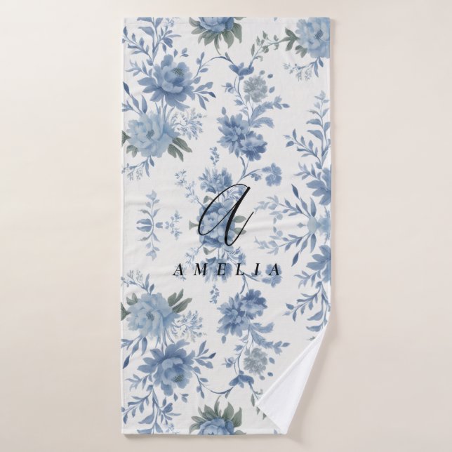 Elégante Chinoiserie Bleu Toile (Serviette de bain)