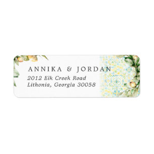 Élégante citron ÉTIQUETTE DE ADRESSE MARIAGE