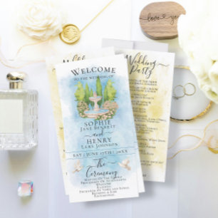 Elégante colombe de fontaine Programme de mariage 