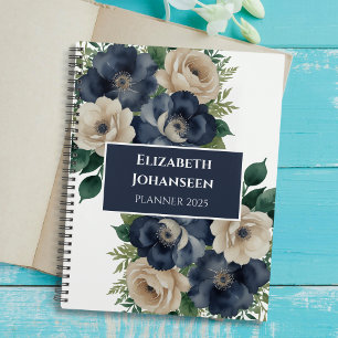 Elégante couleur florale bleu marine et crème
