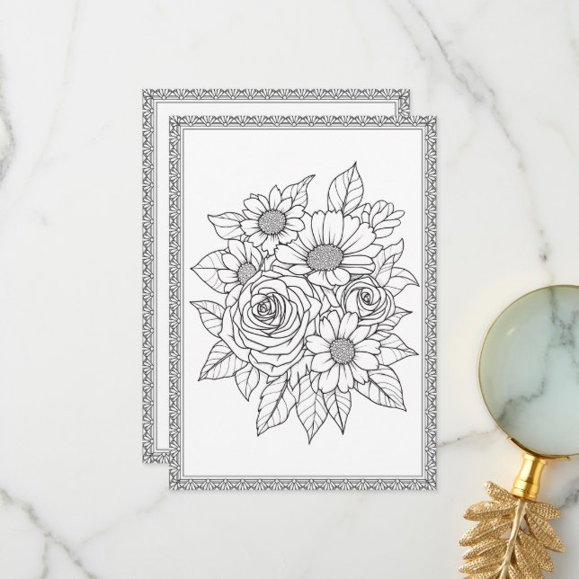 Elégante couleur florale Votre propre carte de voe (Devant/Arrière en situation)