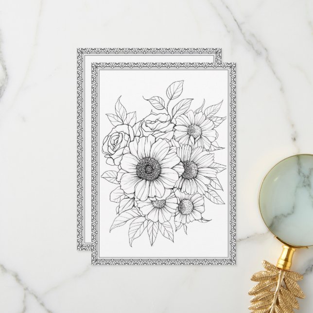 Elégante couleur florale Votre propre carte de voe (Devant/Arrière en situation)