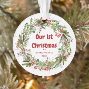 Elégante couronne d'aquarelle Premier Noël  