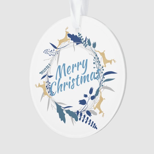 Élégante couronne dorée fleurie de rennes de Noël  (devant)