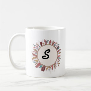 Élégante couronne florale Monogramme de café Mug